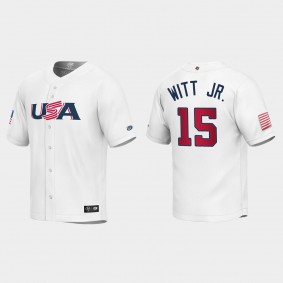 Youth USA Baseball Bobby Witt Jr. White 2023 World Baseball Classic Replica Jersey