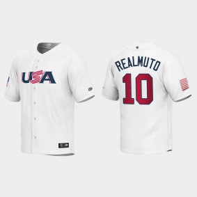 Youth USA Baseball J.T. Realmuto White 2023 World Baseball Classic Replica Jersey