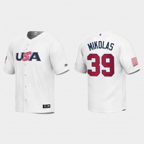 Youth USA Baseball Miles Mikolas White 2023 World Baseball Classic Replica Jersey