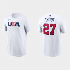 Men's USA Baseball Mike Trout White 2023 World Baseball Classic T-Shirt