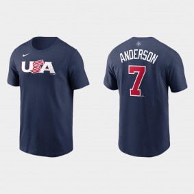 Men's USA Baseball Tim Anderson Navy 2023 World Baseball Classic T-Shirt