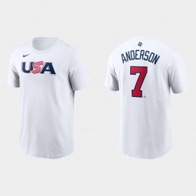 Men's USA Baseball Tim Anderson White 2023 World Baseball Classic T-Shirt