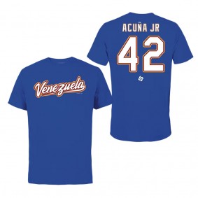 Men's Venezuela Baseball Ronald Acuna Jr. LEGENDS Royal 2023 World Baseball Classic Name & Number T-Shirt