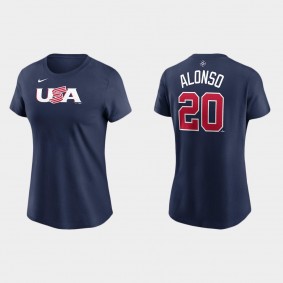 Women's USA Baseball Pete Alonso Navy 2023 World Baseball Classic T-Shirt